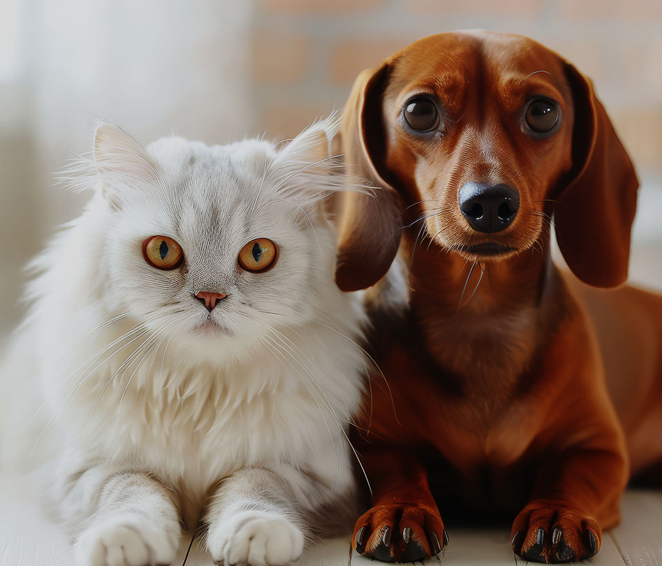 cat and dog being friends together