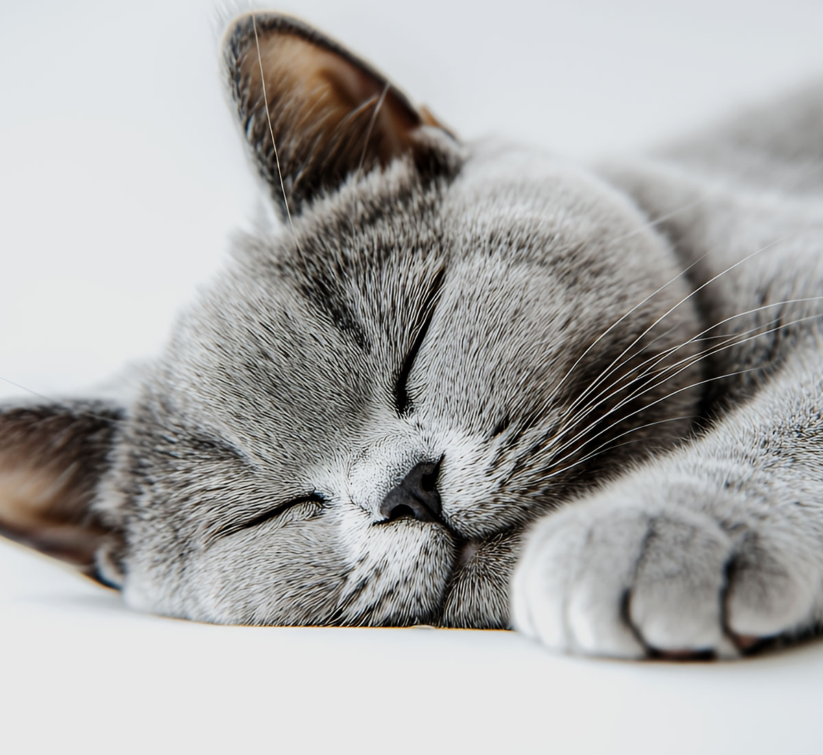 gray cat sleeping peacefully
